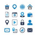 Blue vector icon set for business and web design Royalty Free Stock Photo