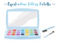 Blue vector illustration of a beauty utensil eye shadow box pale Royalty Free Stock Photo