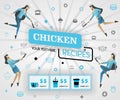 Blue vector illustration concept. chicken recipes recipes cover book.  healthy cooking recipes and delicious food cover can be for Royalty Free Stock Photo