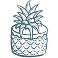 Blue Vector Illustration of a Pineapple with Geometric Patterns for Design Projects Royalty Free Stock Photo