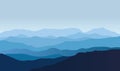 Blue vector landscape with silhouettes of misty mountains Royalty Free Stock Photo