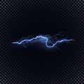 Blue vector lightning on black background, vector illustration.