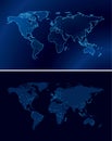 Blue vector maps of the world with lights