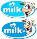 Blue vector milk logo with cow