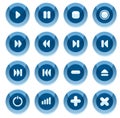 Blue vector multimedia buttons. Royalty Free Stock Photo