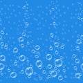 Blue vector realistic water bubbles seamless pattern Royalty Free Stock Photo