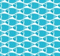 Blue vector seamless pattern with fishes, fully editable eps 8 file with clipping masks and pattern in swatch menu.