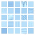 Blue vector seamless wavy line patterns set