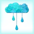 Blue vector watercolor rain cloud