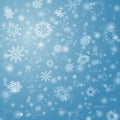 Blue Vector Winter background with flay snowflakes Royalty Free Stock Photo