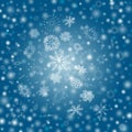 Blue Vector Winter background with flay snowflakes Royalty Free Stock Photo