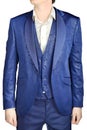 With blue vegetable patterned jacquard, unfastened suit coat wed