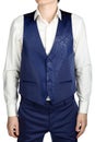 Blue vegetable patterned jacquard waistcoat for mens wedding sui