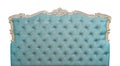 Blue velvet bed headboard isolated on white Royalty Free Stock Photo
