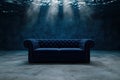 Blue velvet comfortable sofa underwater scene Royalty Free Stock Photo