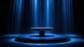 Blue Velvet Podium with Spotlight - AI Generated Royalty Free Stock Photo