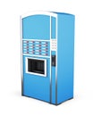 Blue vending machine for drinks and snacks on a white background