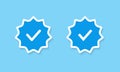 Blue Verified Badge Icon Vector in Flat Style