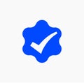 Blue verified tick vector icon. Blue verified symbol