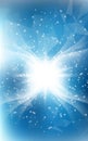 Blue vertical Christmas background with angel wings and shine li