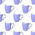 Blue Very Peri mug repeat seamless pattern isolated on white background.