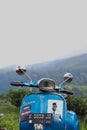 blue vespa the classic motorbike