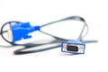 Blue vga wire isolated on white background Royalty Free Stock Photo