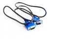Blue vga wire isolated on white background Royalty Free Stock Photo