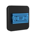 Blue VHS video cassette tape icon isolated on transparent background. Black square button. Royalty Free Stock Photo