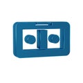 Blue VHS video cassette tape icon isolated on transparent background.