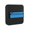 Blue Video game console icon isolated on transparent background. Black square button.