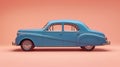 The blue vintage car.AI generated image Royalty Free Stock Photo