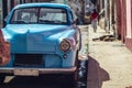 Blue vintage car on Cuba Royalty Free Stock Photo