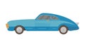 Blue Vintage Car Flat Design Vector, vector design Generative AI Royalty Free Stock Photo