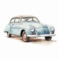 Charming Vintage Car Watercolor Illustration