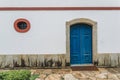 Blue vintage door at historic church in Ouro Preto, Brazil Royalty Free Stock Photo