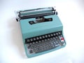 Blue vintage manual typewriter