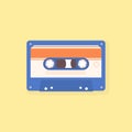 Blue vintage plastic audio cassettes tape vector illustration