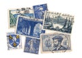 Blue vintage postage stamps from Germany.