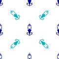 Blue Vintage street light icon isolated seamless pattern on white background. Vector Royalty Free Stock Photo