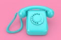 Blue Vintage Styled Rotary Phone. 3d Rendering Royalty Free Stock Photo