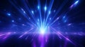 Blue and violet beams of bright laser light shining on black background Royalty Free Stock Photo