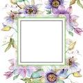 Blue violet bouquet floral botanical flowers. Watercolor background illustration set. Frame border ornament square. Royalty Free Stock Photo