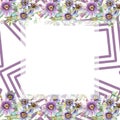 Blue violet bouquet floral botanical flowers. Watercolor background illustration set. Frame border ornament square. Royalty Free Stock Photo