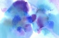 Blue and violet colour spots abstract watercolour background