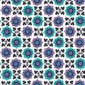 Blue and violet floral seamless pattern