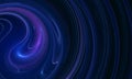 Blue violet fluid neon swirls in deep dark space.