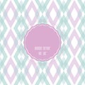 Blue violet ikat diamond tribal vector seamless frame pattern background Royalty Free Stock Photo