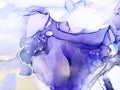 Blue, violet and pink watercolor background with gold glitter. Watercolor alcohol ink splash, liquid flow texture paint Royalty Free Stock Photo