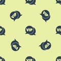 Blue Vip in speech bubble icon isolated seamless pattern on yellow background. Vector Royalty Free Stock Photo